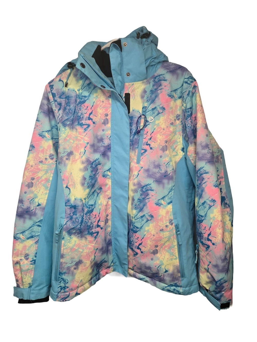 Women's Multicolor Hooded Ski Jacket L Augh So Amazing - Picture 1 of 16